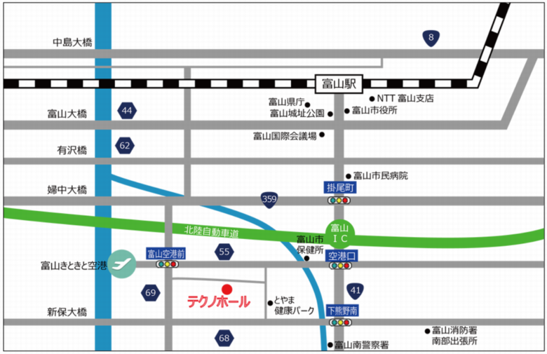 富山産業展示館テクノホール周辺地図
